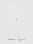 Mango Kids' London Cotton Cargo Trousers, Natural White