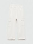 Mango Kids' London Cotton Cargo Trousers, Natural White