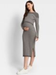 Seraphine Stripe Knit Maternity & Nursing Dress, Grey/White