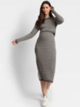 Seraphine Stripe Knit Maternity & Nursing Dress, Grey/White