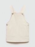 Mango Kids' Ary Denim Pinafore Dress, Light Beige