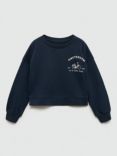 Mango Kids' Dam Cropped Sweatshirt, Navy