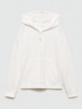 Mango Kids' Dina Zipped Hoodie, Natural White