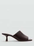 Mango Roses Leather Heeled Mules, Dark Brown