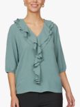 Sisters Point 3/4 Length Sleeve Frill Blouse, Sage