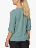 Sisters Point 3/4 Length Sleeve Frill Blouse, Sage