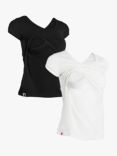 Bshirt Organic Cotton Blend Lift The Flap Breastfeeding Materntiy T-Shirt, Pack of 2, Black/White