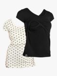 Bshirt Organic Cotton Blend Plain/Spot Breastfeeding Maternity T-Shirts, Pack of 2