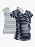 Bshirt Organic Cotton Blend Lift The Flap Nursing Stripe T-Shirts, Pack of 2