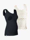 Bshirt Organic Cotton Blend Plain/Spot Lift The Flap Breastfeeding Maternity Vest Top, Pack of 2