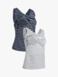 Bshirt Lift Nursing Stripe Organic Cotton Blend Vest Tops, Pack of 2, Navy/White