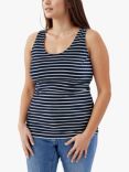 Bshirt Lift Nursing Stripe Organic Cotton Blend Vest Tops, Pack of 2, Navy/White