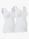 Bshirt Organic Cotton Blend Lift The Flap Breastfeeding Maternity Vest Top, Pack of 2, White/White