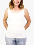 Bshirt Organic Cotton Blend Lift The Flap Breastfeeding Maternity Vest Top, Pack of 2, White/White