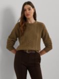 Lauren Ralph Lauren Sayla Cable Knit Wool Cashmere Jumper, Honey Tan Heather