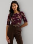 Lauren Ralph Lauren Judy Floral Top, Burgundy/Multi