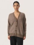 Soaked In Luxury Jessie Wool Blend Cardigan, Morel Melange