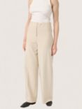 Soaked In Luxury Corinne High Waisted Wide Legs Trousers, Oatmeal