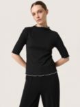 Soaked In Luxury Buranna Roll Seam Top, Black