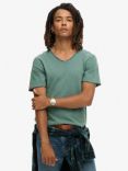 Superdry Raw Edge Slub V-Neck T-Shirt, Drius Green