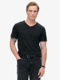 Superdry Raw Edge Slub V-Neck T-Shirt, Black