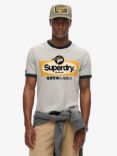 Superdry Core Logo Ringer Workwear Graphic T-Shirt, Pumice Stone Beige