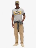 Superdry Core Logo Ringer Workwear Graphic T-Shirt, Pumice Stone Beige