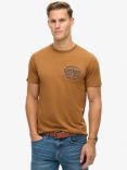 Superdry Ribbed Crew Neck T-Shirt, Dark Tobacco Marl