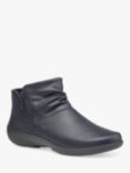 Hotter Murmur Extra Wide Fit Leather Ankle Boots, Navy