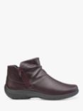 Hotter Murmur Extra Wide Fit Leather Ankle Boots, Wine