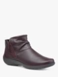 Hotter Murmur Extra Wide Fit Leather Ankle Boots, Wine