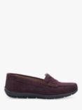 Hotter Jetty Wide Fit Suede Quilted Loafers, Wine