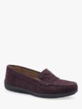 Hotter Jetty Wide Fit Suede Quilted Loafers, Wine