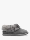 Hotter Hug Suede Sheepskin Lined Slippers, Grey