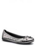 Hotter Dove Quilted Ballerina Pumps, Pewter