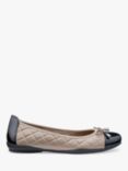 Hotter Dove Quilted Ballerina Pumps, Taupe/Black