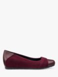 Hotter Jay Suede Wedge Ballerina Pumps, Wine