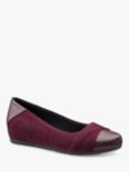 Hotter Jay Suede Wedge Ballerina Pumps, Wine