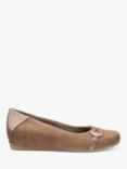 Hotter Osprey Suede Wedge Ballerina Pumps, Light Tan