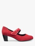 Hotter Samba Suede Blend Heeled Court Shoes, Red Currant