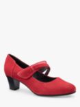 Hotter Samba Suede Blend Heeled Court Shoes, Red Currant