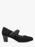 Hotter Samba Wide Fit Suede Heeled Courts, Black