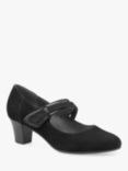 Hotter Samba Wide Fit Suede Heeled Courts, Black