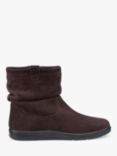 Hotter Sprite Suede Ruched Ankle Boots, Chocolate