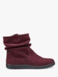 Hotter Sprite Suede Ruched Ankle Boots, Maroon