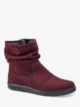 Hotter Sprite Suede Ruched Ankle Boots, Maroon