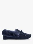 Hotter Trixie Suede Sheepskin Lined Slippers, Navy