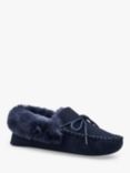 Hotter Trixie Suede Sheepskin Lined Slippers, Navy