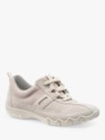 Hotter Leanne II Wide Fit Leather Trainers, White Sand-ns