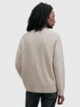 AllSaints Luka Distressed Crew Neck Jumper, Taupe